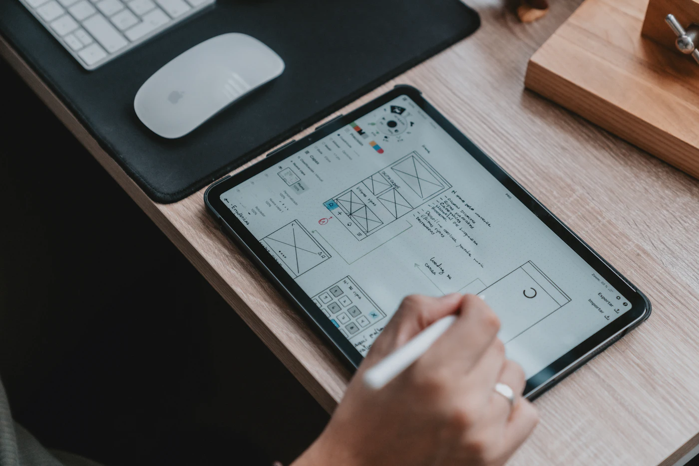 Planning a website layout on a tablet